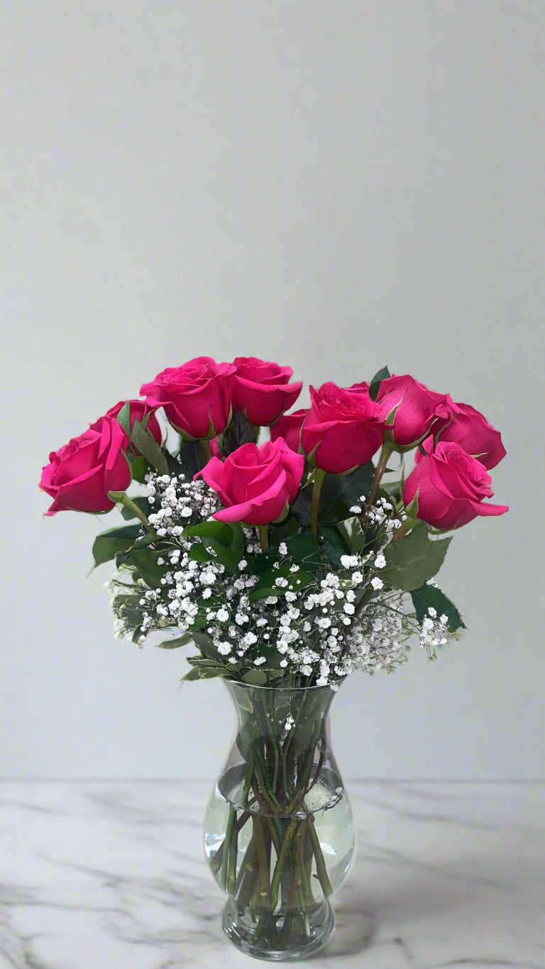 Dozen Roses Arranged