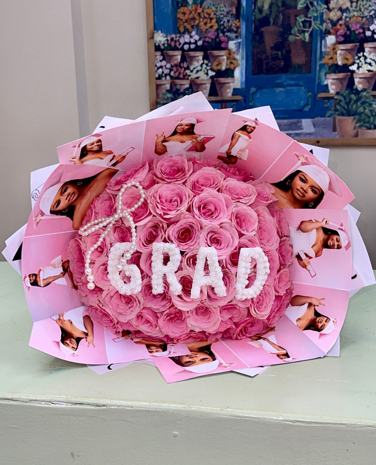 Grad Bouquet With Grad Images