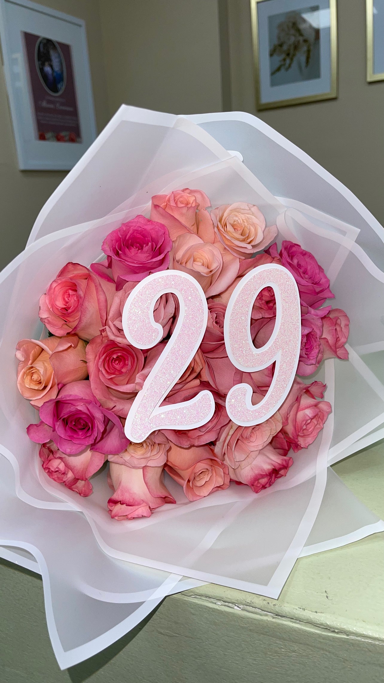 Initials & Number topper (this is an add on, roses NOT INCLUDED)